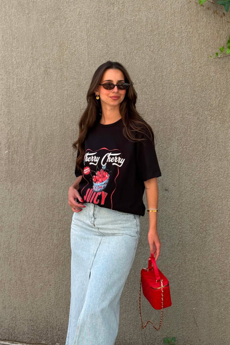 T-SHIRT NJE NGJYRESH ME IMAZH NE PJESEN PARA PER FEMRA NE NGJYRE TE ZEZE - 6