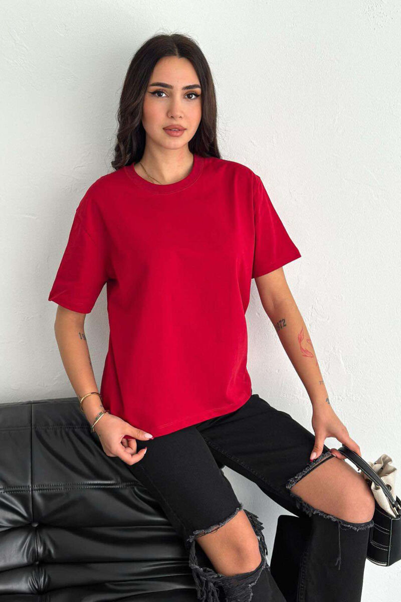 T-SHIRT PËR FEMRA NË NGJYRËN VISHNJË - 3