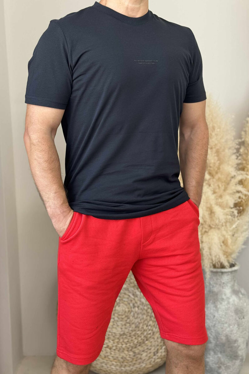 T-SHIRT+SHORTS LITTLE WRITTINGS MEN SET BLACK-RED/ZEKU - 2