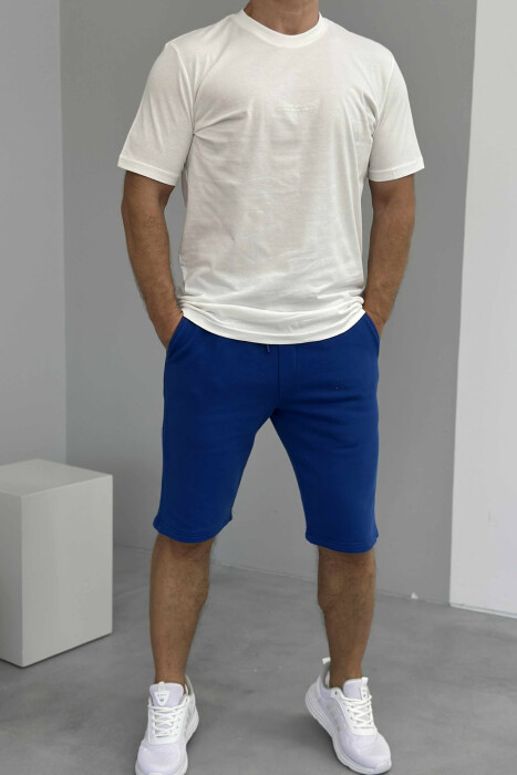 T-SHIRT+SHORTS LITTLE WRITTINGS MEN SET WHITE-BLUE/BABL - 1
