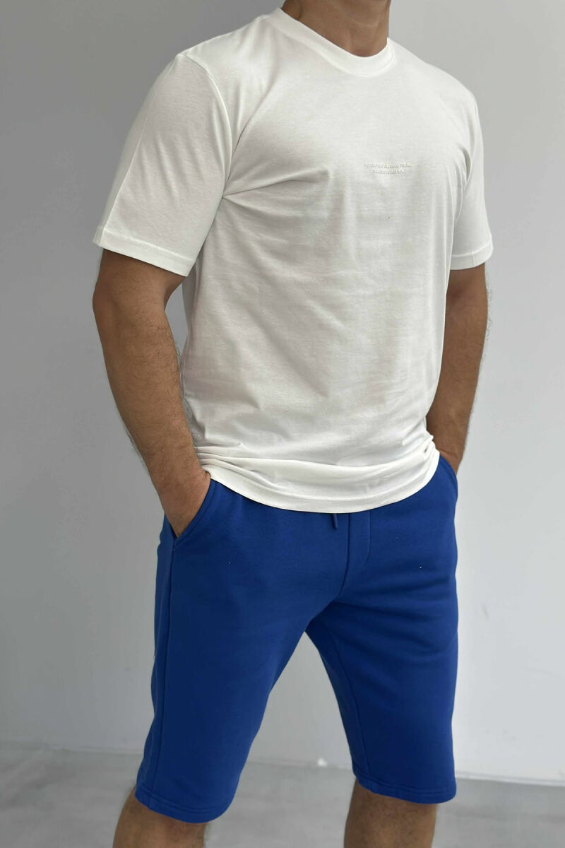 T-SHIRT+SHORTS LITTLE WRITTINGS MEN SET WHITE-BLUE/BABL - 2