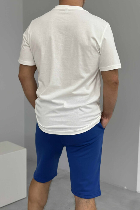 T-SHIRT+SHORTS LITTLE WRITTINGS MEN SET WHITE-BLUE/BABL - 3