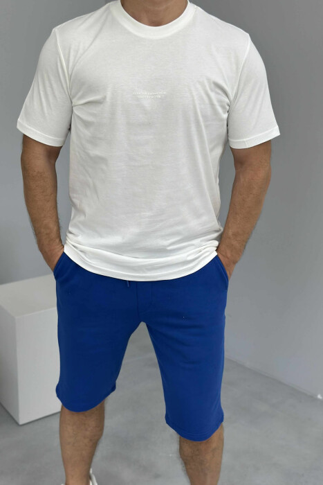 T-SHIRT+SHORTS LITTLE WRITTINGS MEN SET WHITE-BLUE/BABL - 4