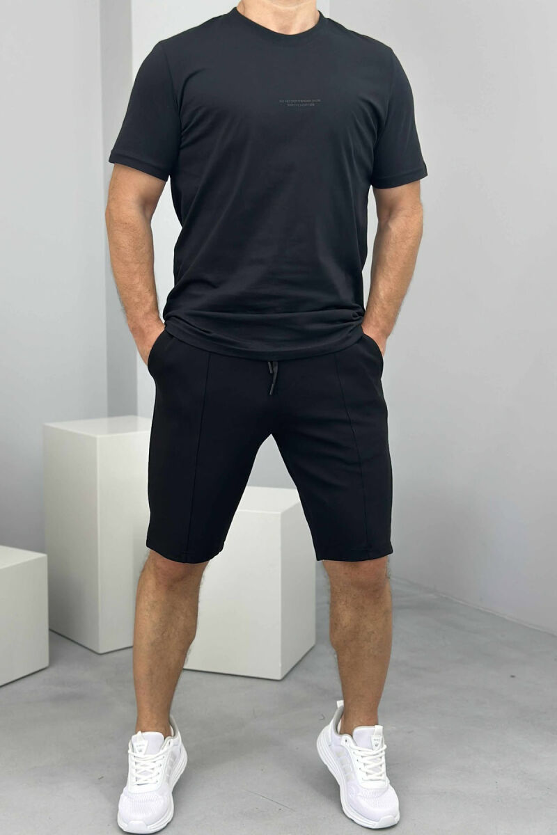 T-SHIRT+SHORTS LITTLE WRITTINGS ONE COLOR MEN SET BLACK/ E ZEZE - 1