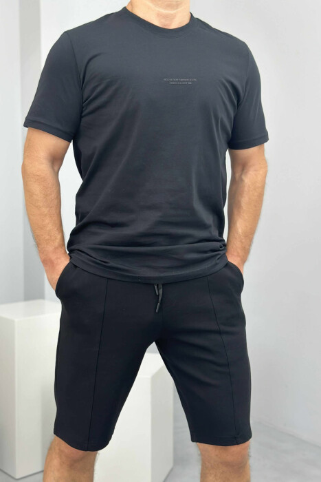 T-SHIRT+SHORTS LITTLE WRITTINGS ONE COLOR MEN SET BLACK/ E ZEZE - 2