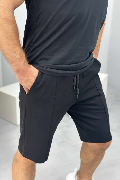 T-SHIRT+SHORTS LITTLE WRITTINGS ONE COLOR MEN SET BLACK/ E ZEZE - 3