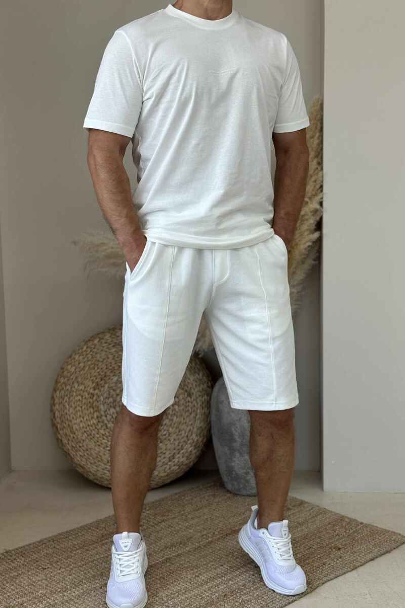 T-SHIRT+SHORTS LITTLE WRITTINGS ONE COLOR MEN SET WHITE-E BARDHE - 1