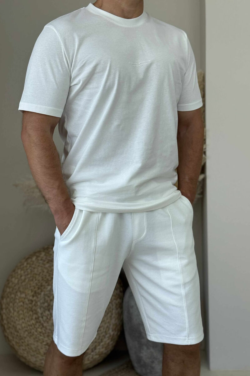 T-SHIRT+SHORTS LITTLE WRITTINGS ONE COLOR MEN SET WHITE-E BARDHE - 2