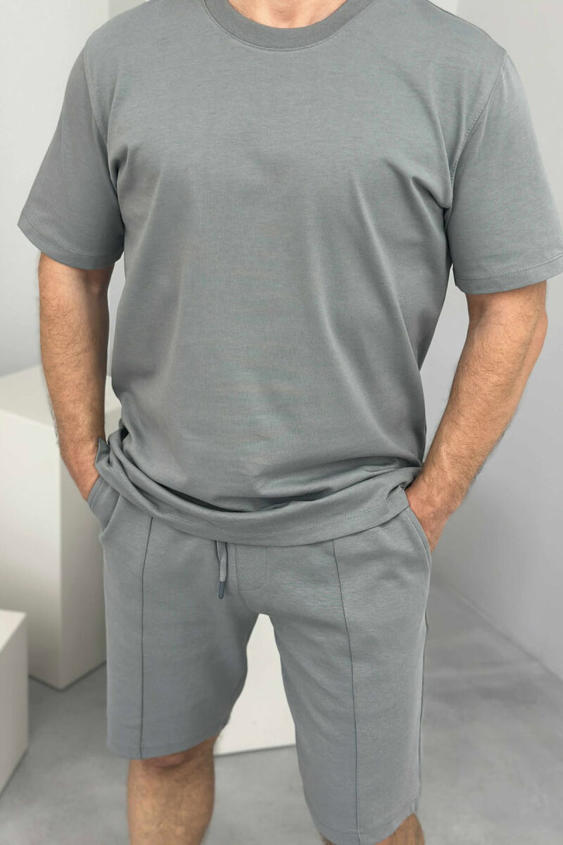 T-SHIRT+SHORTS ONE COLOR MEN SET GREY/GRI - 2