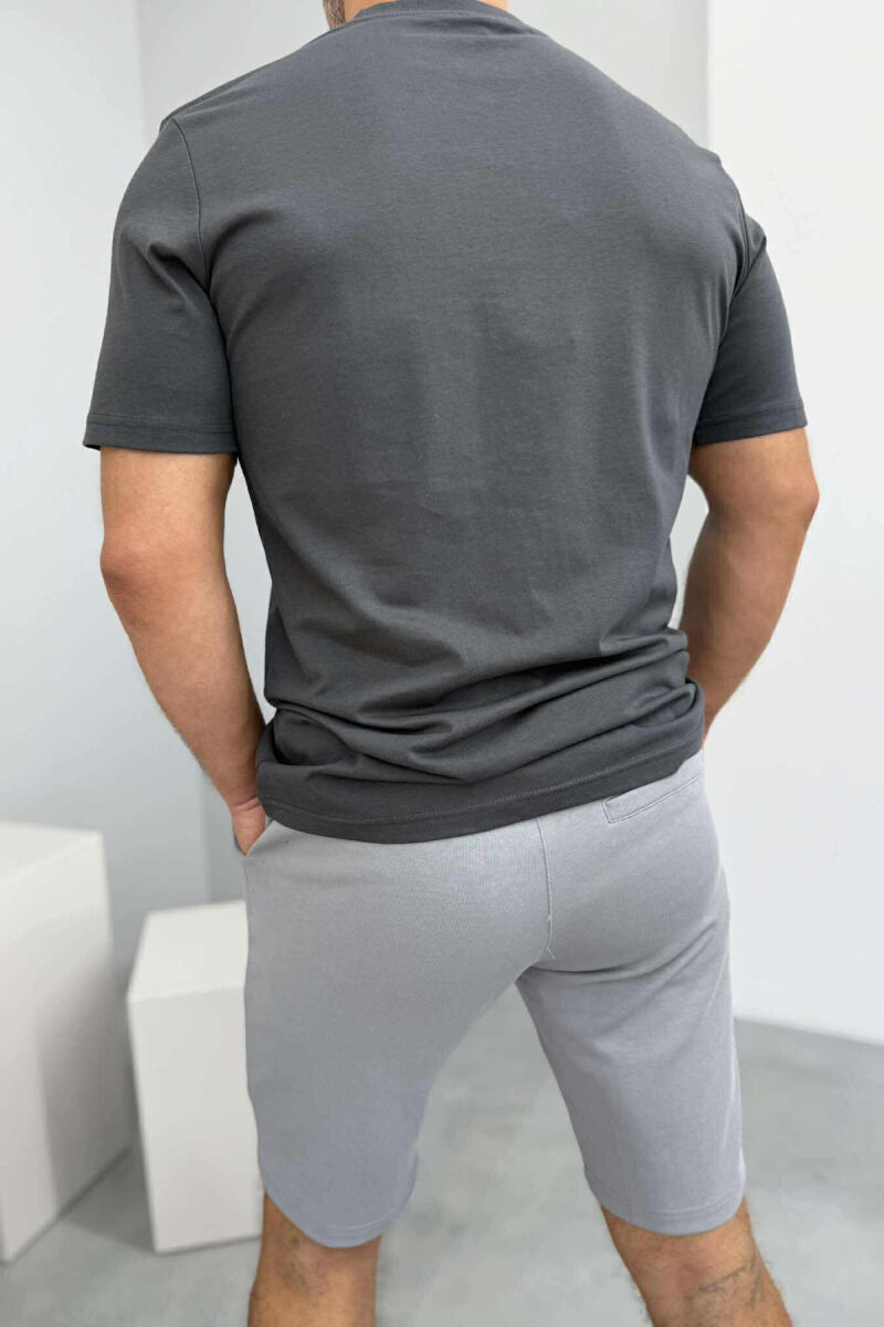 T-SHIRT+SHORTS ROUND NECK SIMPLE MEN SET GREY/GRI - 3