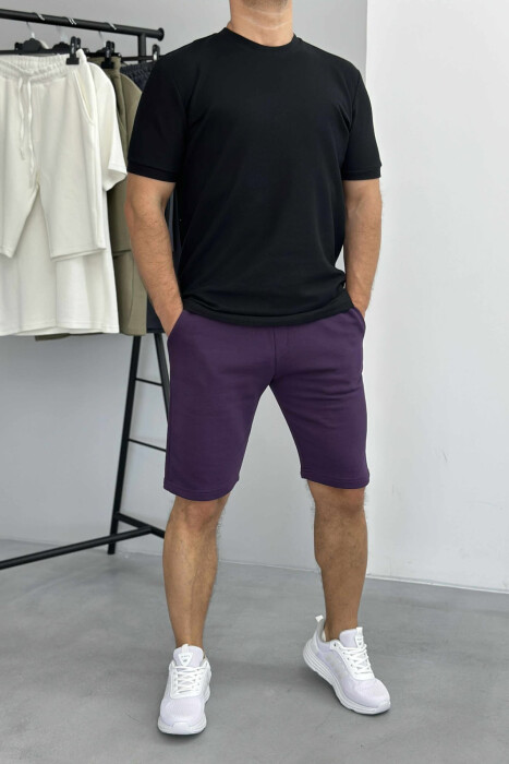 T-SHIRT+SHORTS SIMPLE MEN SET BLACK-PURPLE/ZELE - 