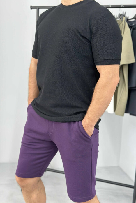 T-SHIRT+SHORTS SIMPLE MEN SET BLACK-PURPLE/ZELE - 3