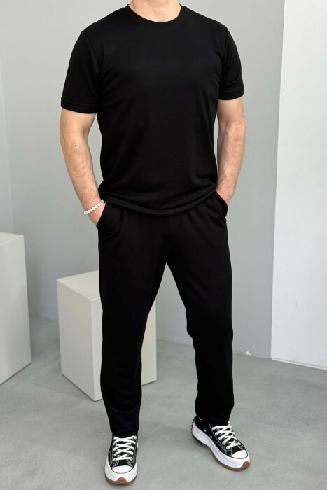 T-SHIRT+SWEATPANTS ONE COLOR MEN SET BLACK/ E ZEZE 