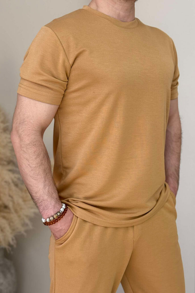 T-SHIRT+SWEATPANTS ONE COLOR MEN SET LIGHT BROWN/KAZB - 2