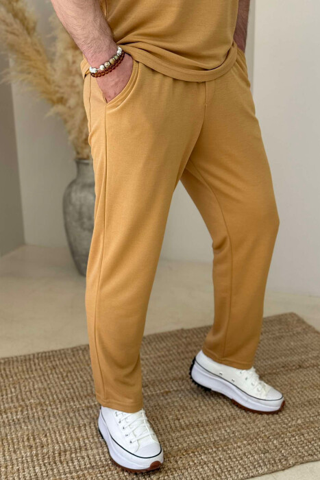 T-SHIRT+SWEATPANTS ONE COLOR MEN SET LIGHT BROWN/KAZB - 4
