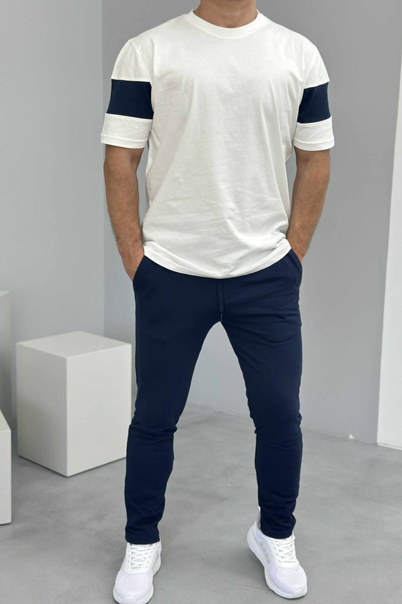 T-SHIRT+SWEATPANTS SIMPLE MEN SET WHITE-BLUE/BABL - 1