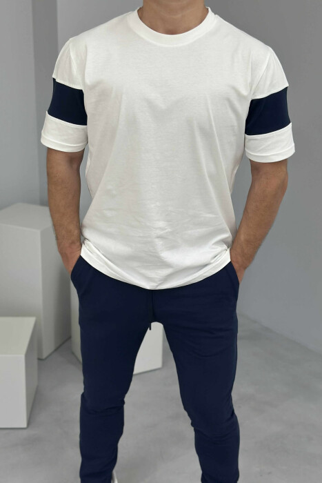 T-SHIRT+SWEATPANTS SIMPLE MEN SET WHITE-BLUE/BABL - 2