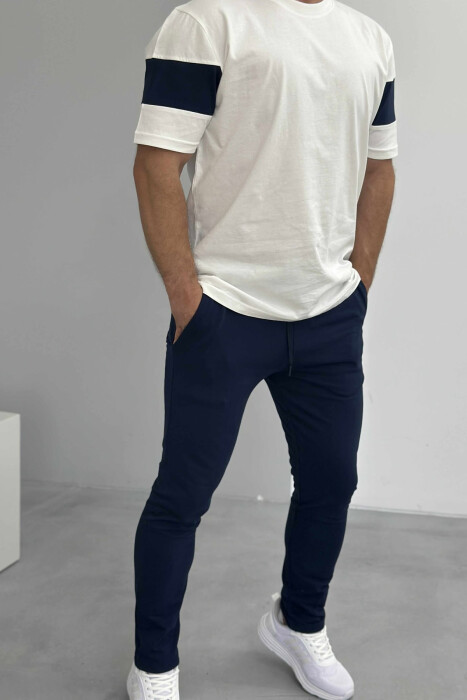 T-SHIRT+SWEATPANTS SIMPLE MEN SET WHITE-BLUE/BABL - 4