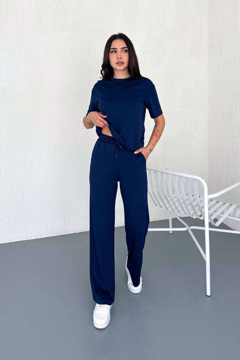 T-SHIRT+WIDE LEG SWEATPANTS ONE COLOR WOMEN SET BLUE/BLU - 1