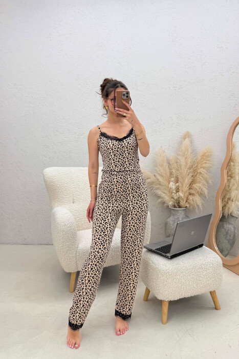 TANK TOP+TROUSERS STRIPED WOMEN PYJAMAS LEO/LEOPARD - 4