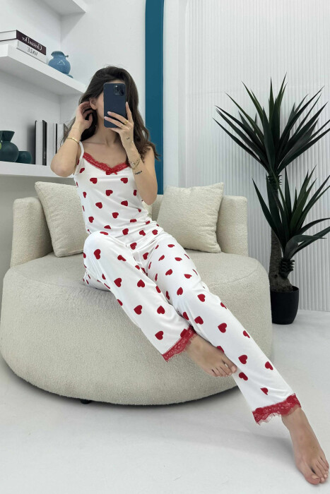 TANK TOP+TROUSERS STRIPED WOMEN PYJAMAS WHITE-E BARDHE 
