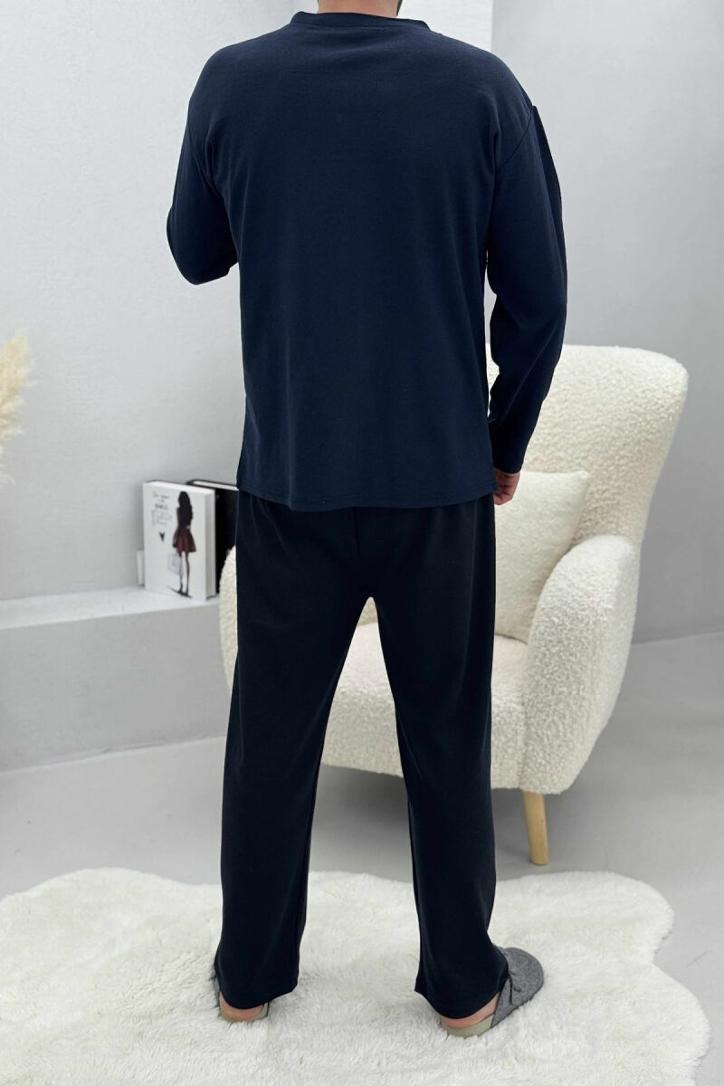 TENNIS FRONT WRITTING SWEATSHIRT+SWEATPANTS MEN PYJAMAS DARK BLUE/BEE - 4