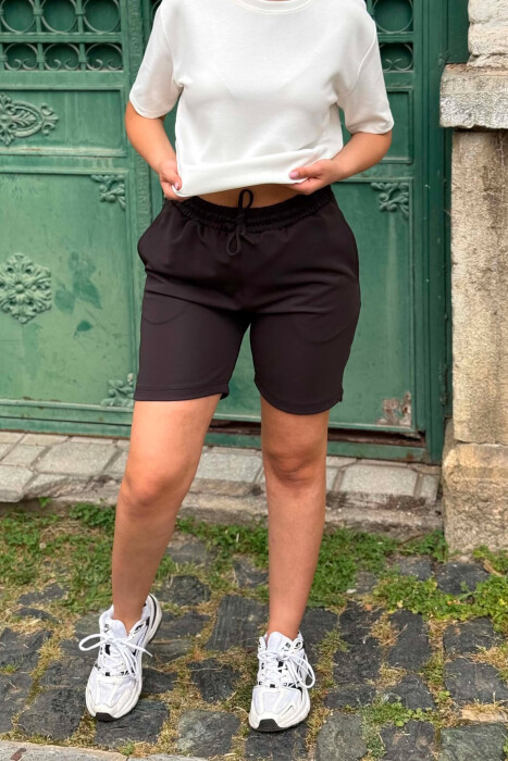 TEXTURED ONE COLOR WOMAN SHORTS BLACK/ E ZEZE - 4