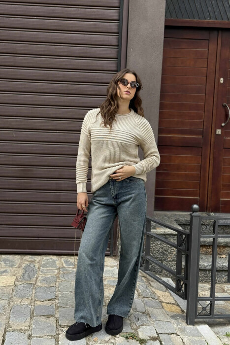 THICK SIMPLE WOMAN SWEATER BEIGE/BEZHE 
