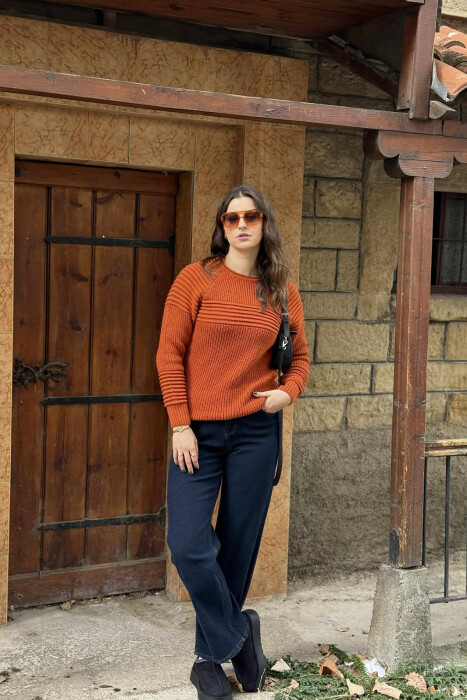 THICK SIMPLE WOMAN SWEATER BRICK/TULLE 