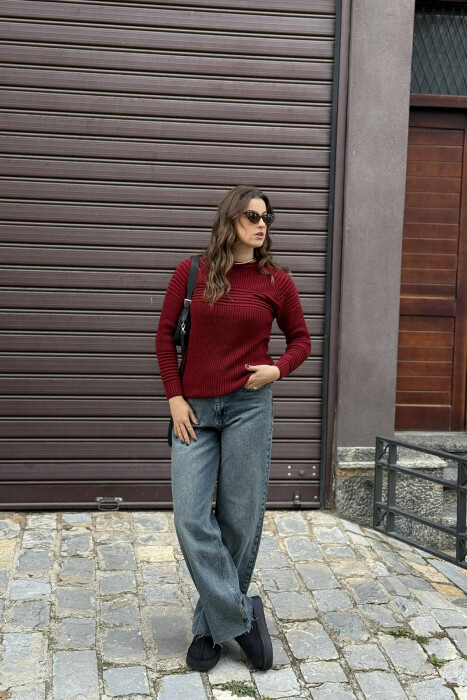 THICK SIMPLE WOMAN SWEATER DARK BURGUNDY/VISHNJE E ERRET 