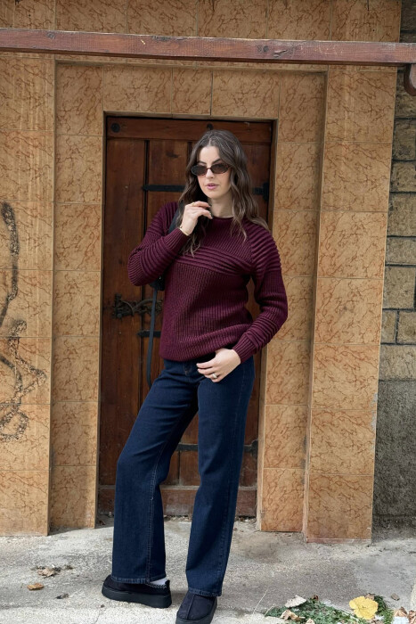 THICK SIMPLE WOMAN SWEATER DARK PURPLE/LEJLA ERRET 