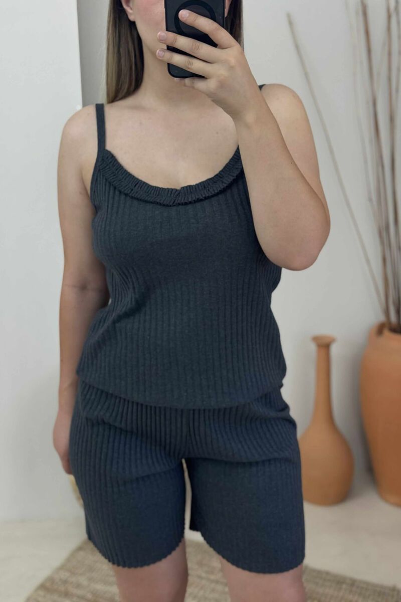 THIN STRAP TANK TOP+SHORTS WOMEN PYJAMAS DARK GREY/GEE - 1
