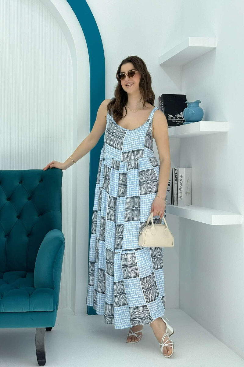 THIN STRAPS DIFFERENT DESIGN WOMEN DRESS LIGHTBLUE/BZ - 3