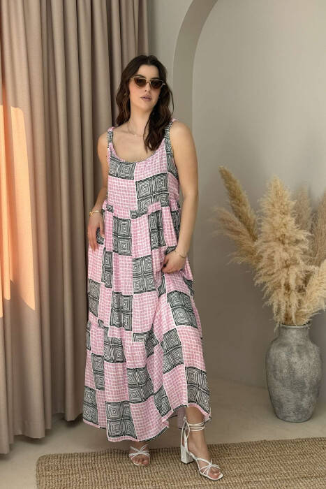 THIN STRAPS DIFFERENT DESIGN WOMEN DRESS PINK/ROZE 