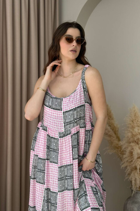 THIN STRAPS DIFFERENT DESIGN WOMEN DRESS PINK/ROZE - 2