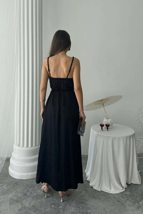 THIN STRAPS LACING DETAIL SHINY WOMAN DRESS BLACK/ E ZEZE - 3