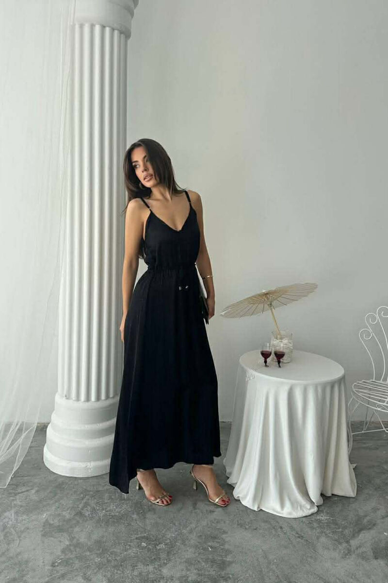 THIN STRAPS LACING DETAIL SHINY WOMAN DRESS BLACK/ E ZEZE - 4