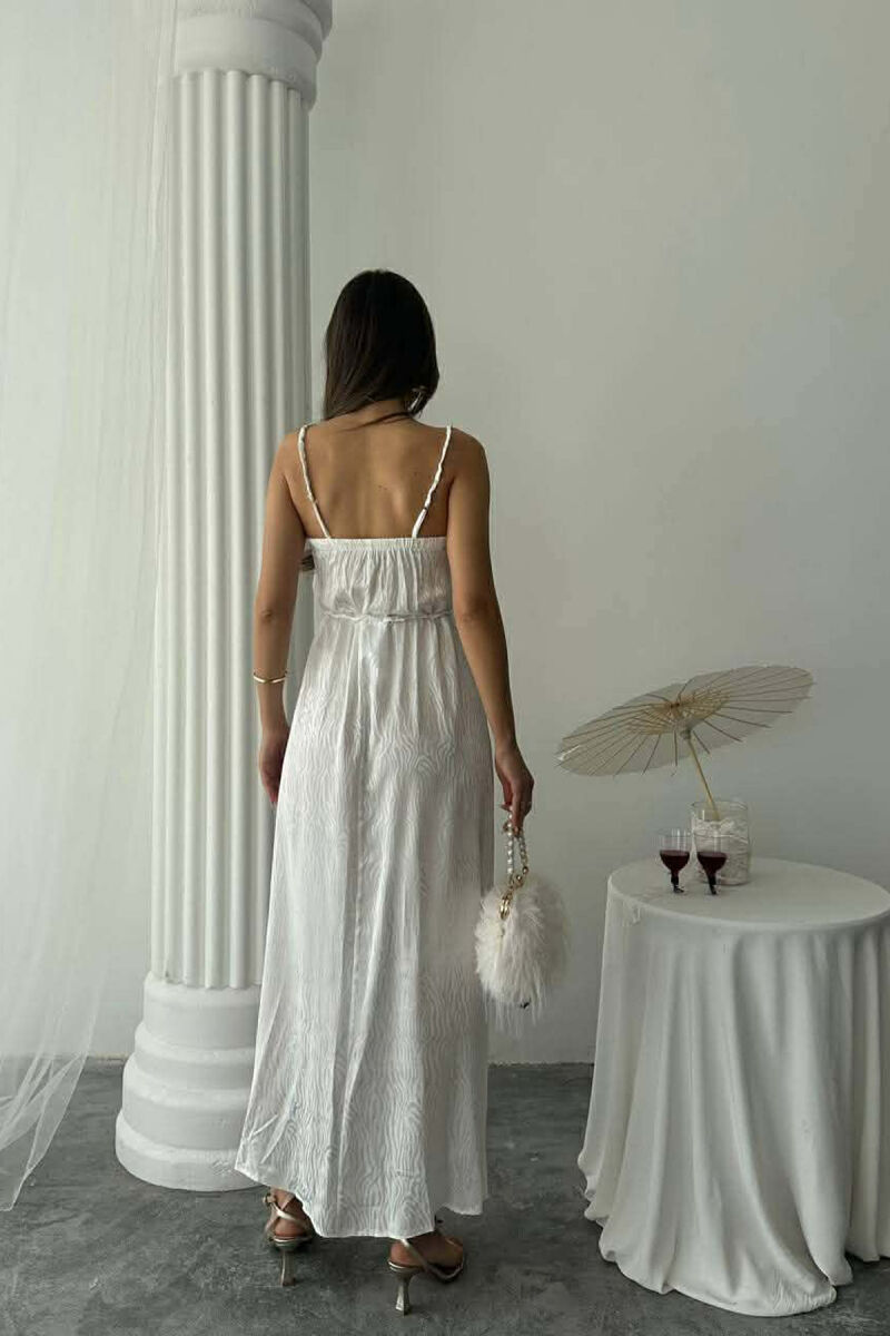 THIN STRAPS LACING DETAIL SHINY WOMAN DRESS WHITE-E BARDHE - 4