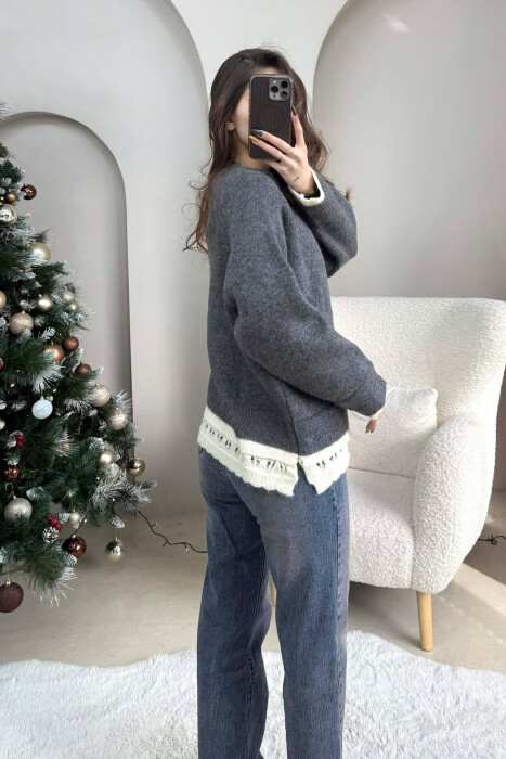 TRIKO E THJESHTE ME DETAJE THURRJE PER FEMRA NE NGJYRE GRI - 2