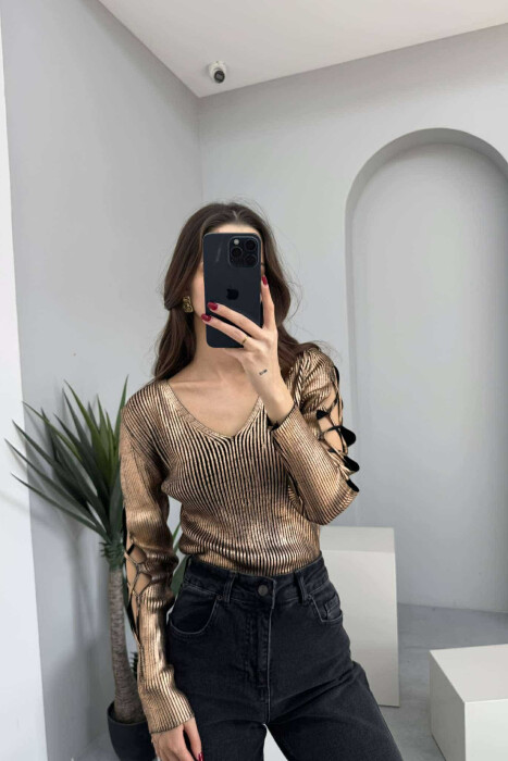 TRIKO E THJESHTË ME SHKËLQIM PËR FEMRA NË NGJYRËN BRONX - 2