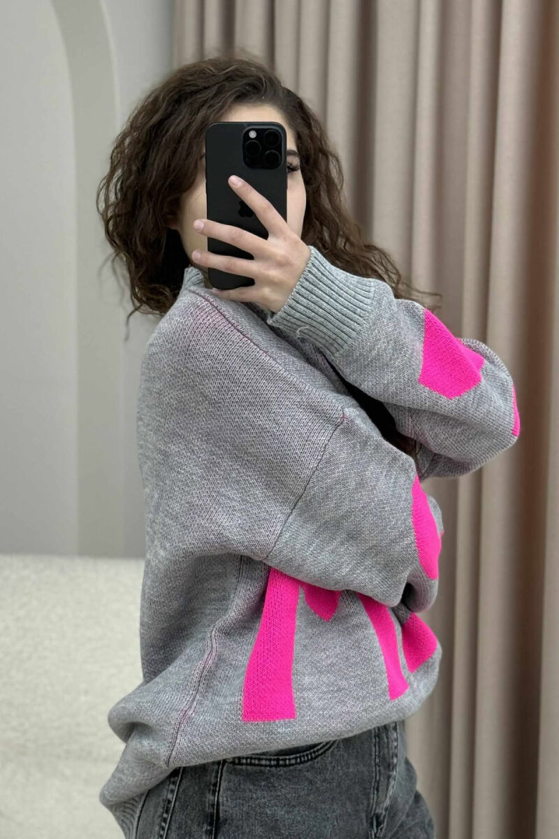 TRIKO E THURRUR ME SHKRIM 2M NË PJESËN PARA PËR FEMRA NË NGJYRË GRI - 5