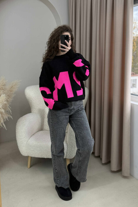 TRIKO E THURRUR ME SHKRIM 2M NË PJESËN PARA PËR FEMRA NË NGJYRË TË ZEZË - 2