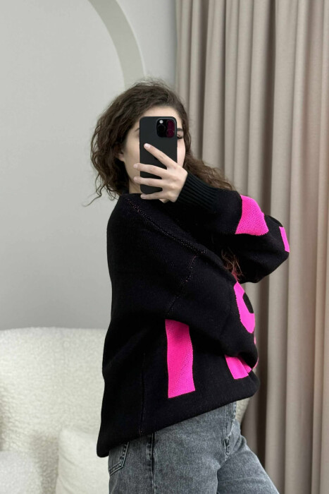 TRIKO E THURRUR ME SHKRIM 2M NË PJESËN PARA PËR FEMRA NË NGJYRË TË ZEZË - 5