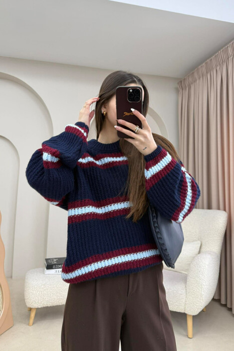 TRIKO ME DIZAJN ME VIJA ME JAKE RRETHORE PER FEMRA NE NGJYRE BLU TE ERRET - 5