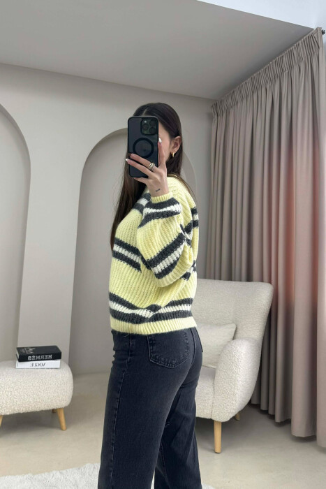 TRIKO ME DIZAJN ME VIJA ME JAKE RRETHORE PER FEMRA NE NGJYRE TE VERDHE - 3