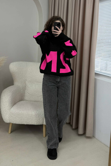 TRIKO ME JAKË GOLF DHE DIZANJ ME SHKRIM 2M PËR FEMRA NË NGJYRËN E ZEZË - 2