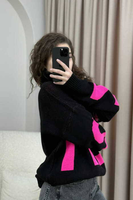 TRIKO ME JAKË GOLF DHE DIZANJ ME SHKRIM 2M PËR FEMRA NË NGJYRËN E ZEZË - 5