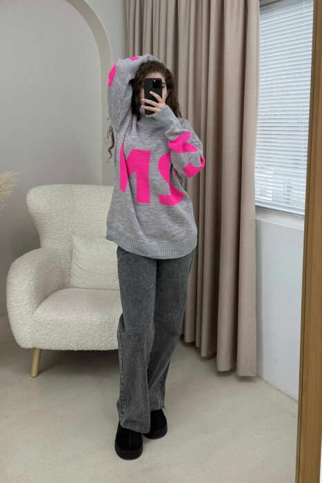 TRIKO ME JAKË GOLF DHE DIZANJ ME SHKRIM 2M PËR FEMRA NË NGJYRËN GRI - 3