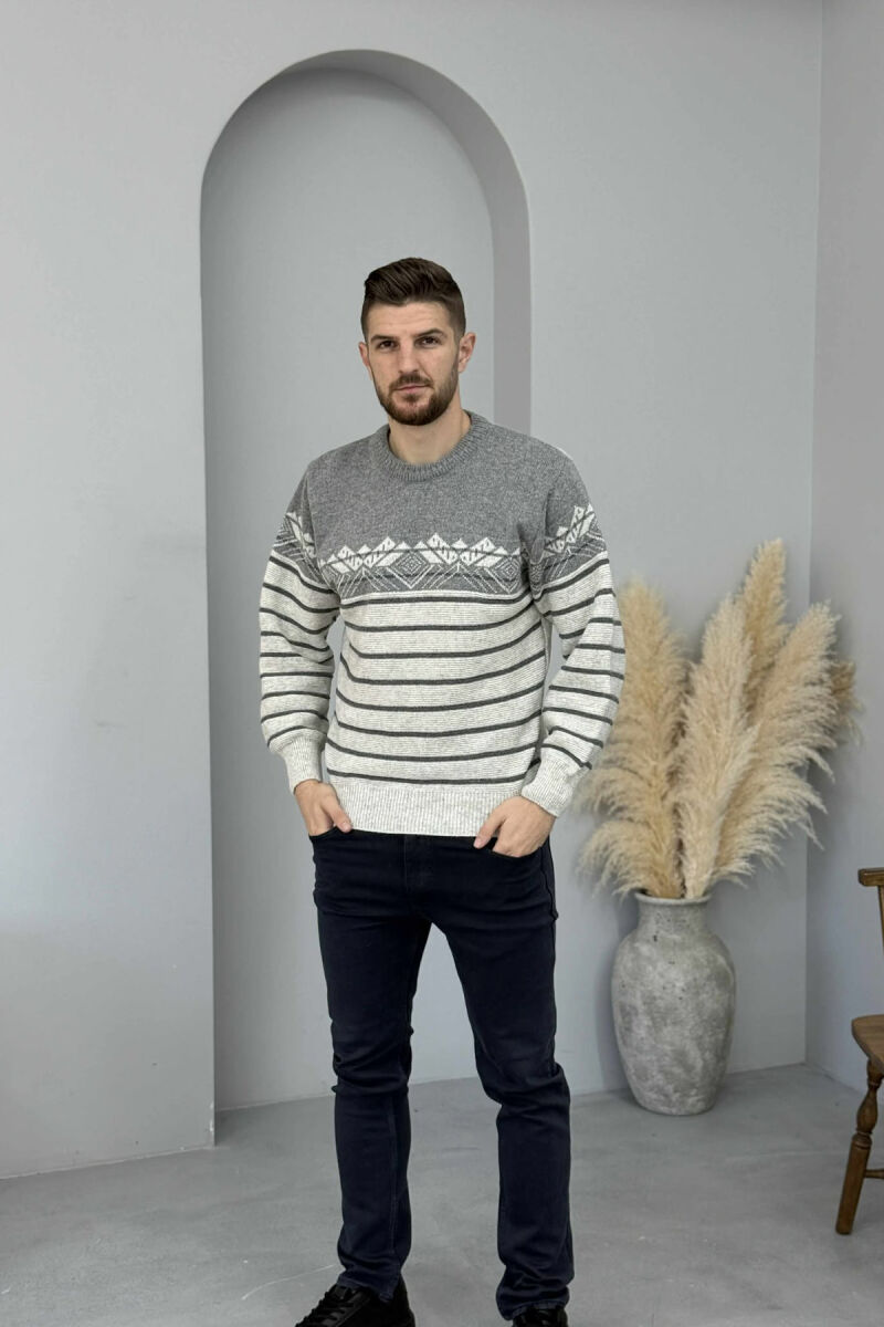 TRIKO ME VIJA DHE JAKE TE RRUMBULLAKET PER MESHKUJ NE NGJYRE GRI TE ZBARDHUR - 2