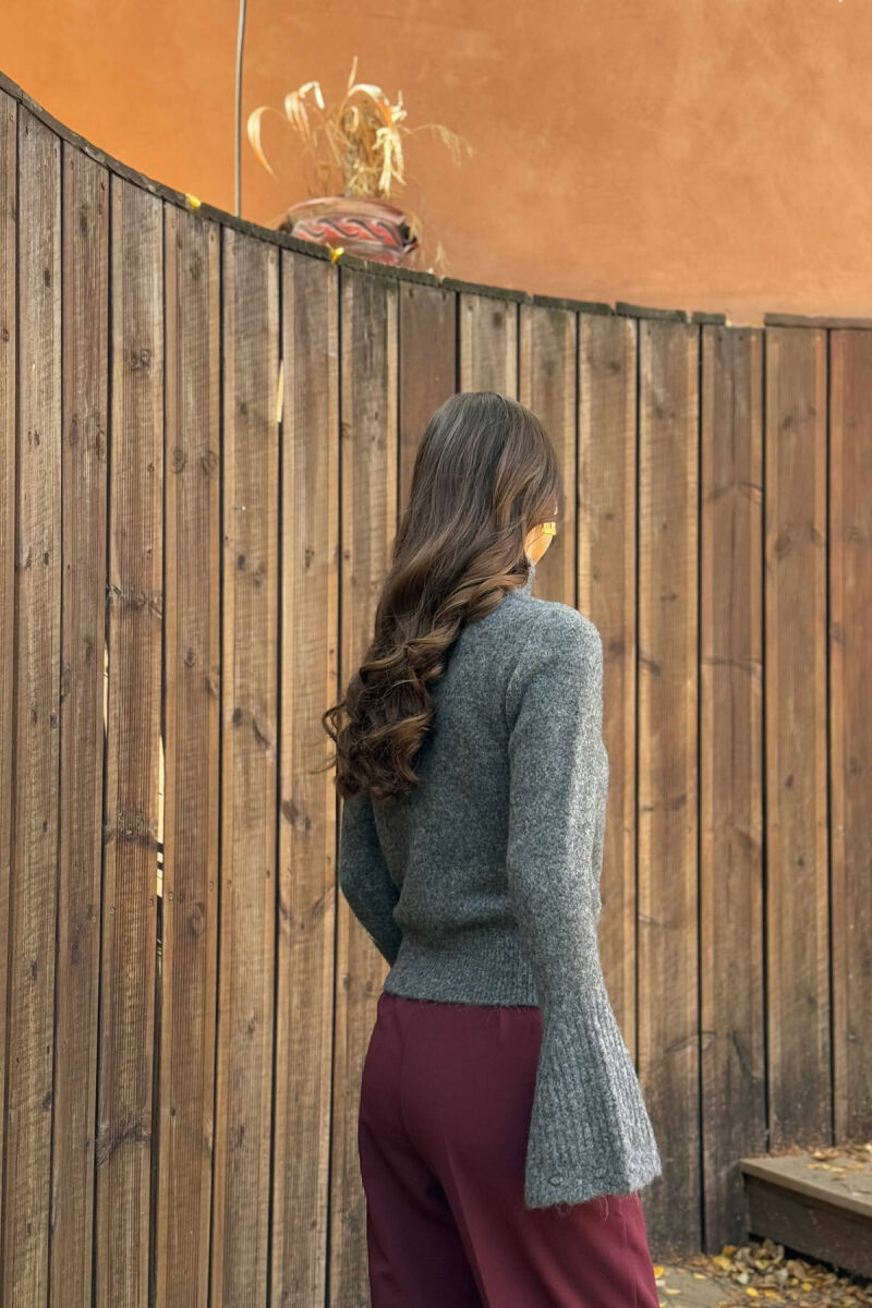 TRIKO NJË NGJYRSHE ME JAKË GOLF PËR FEMRA NË NGJYRË GRI TË ERRËT - 3